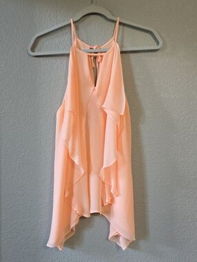 Maurices Peach Ruffle Halter Top with Tie